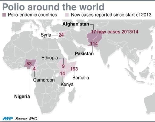 Graphic on worldwide polio cases (AFP/File) Graphic on worldwide polio cases (AFP/File)