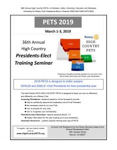 President Elect Training Seminar (PETS) @ Denver Renaissance Stapleton Hotel